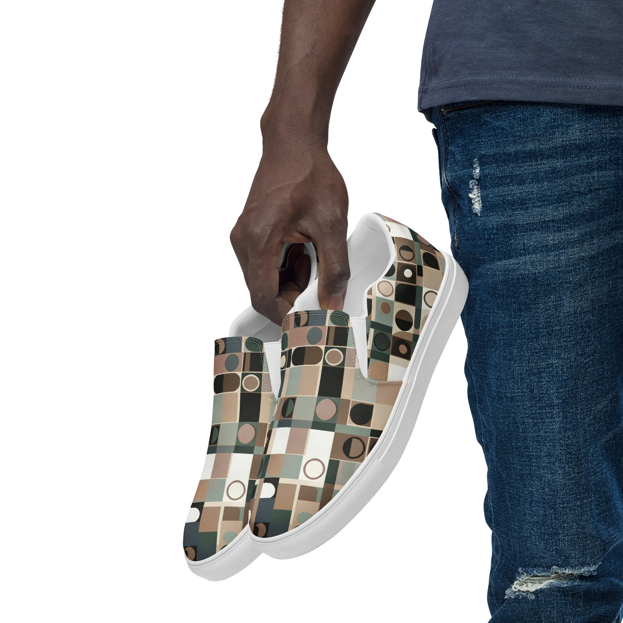 Velvet Modulation on Men's Slip-On Canvas Shoes — Left Front