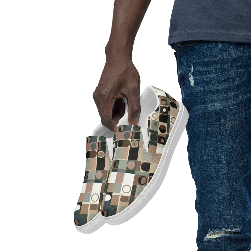 Velvet Modulation on Men's Slip-On Canvas Shoes — Left Front