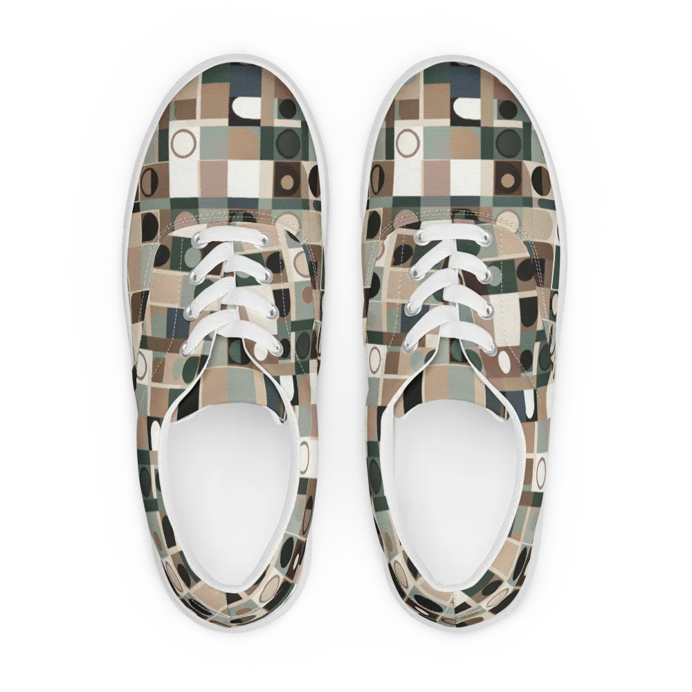 Velvet Modulation on Men's Lace-Up Canvas Shoes — Front