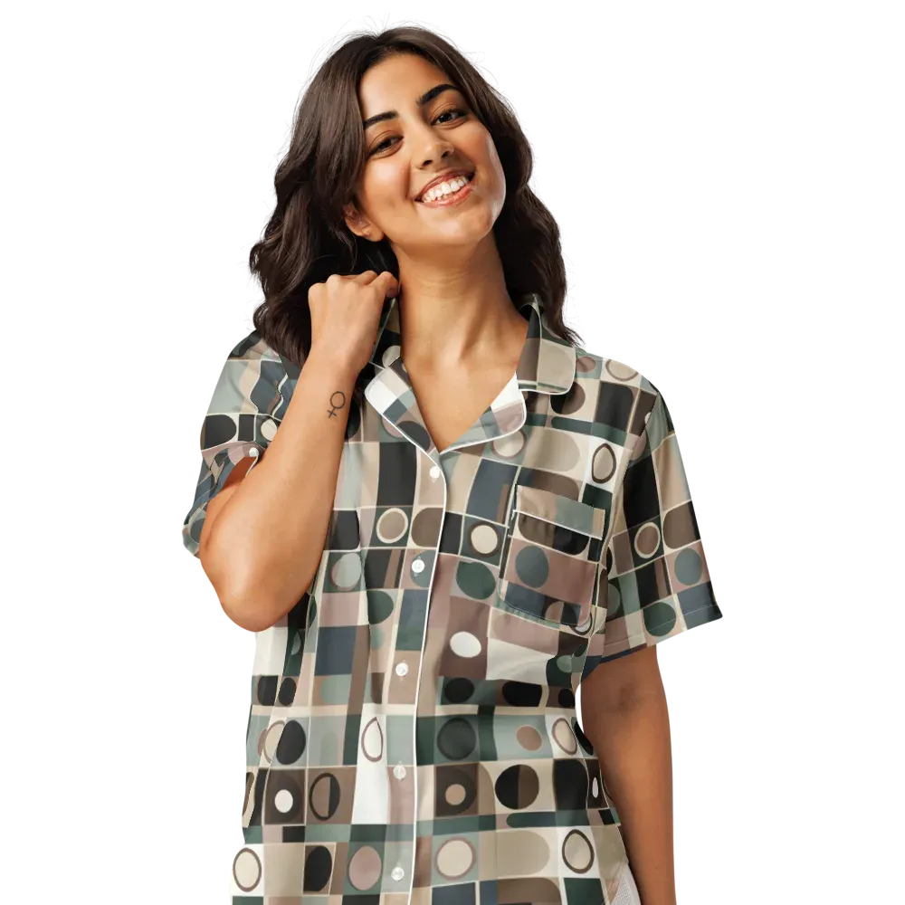 Velvet Modulation on Women's Short Sleeve Pajama Top — Front
