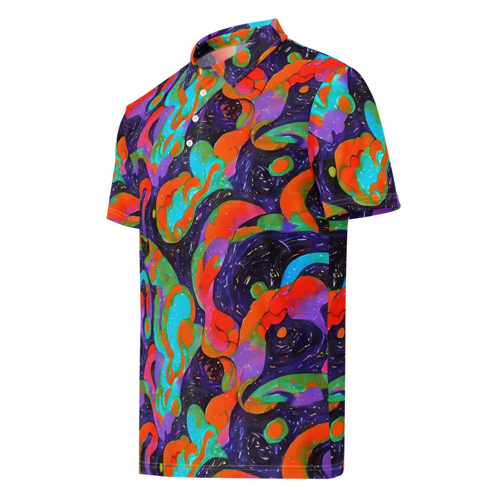 Indigo Citrus Riot on Men's Slim Fit Polo Shirt — Left Front