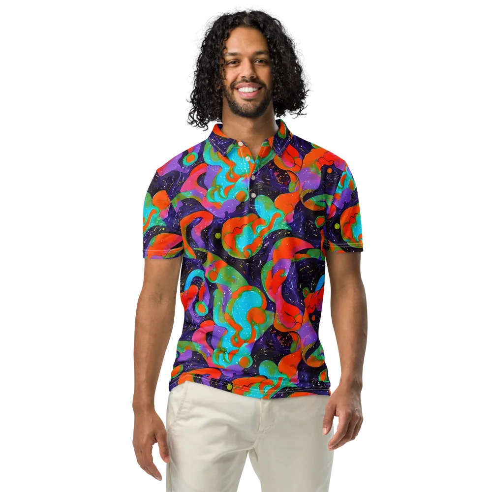 Indigo Citrus Riot on Men's Slim Fit Polo Shirt — Front