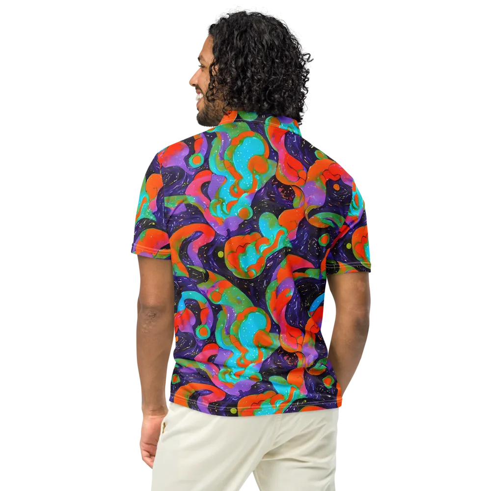 Indigo Citrus Riot on Men's Slim Fit Polo Shirt — Back