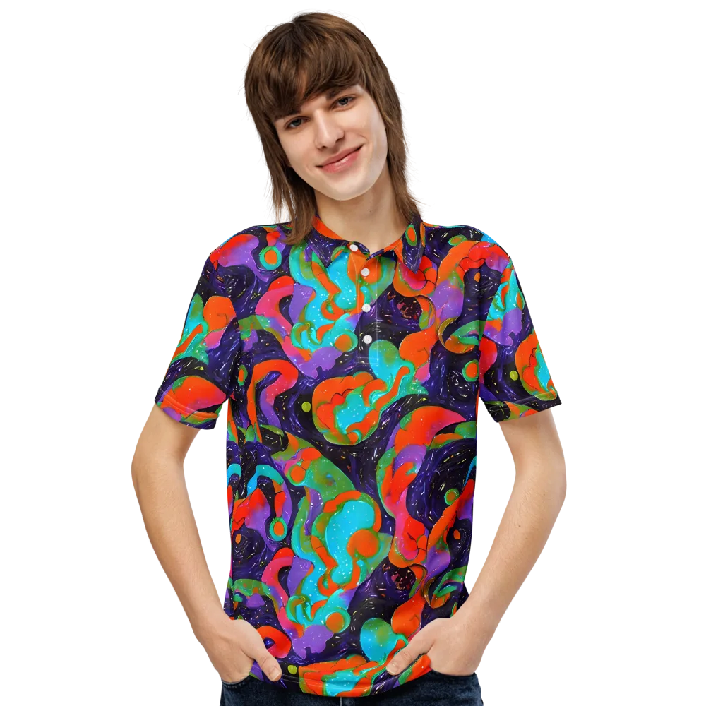 Indigo Citrus Riot on Men's Slim Fit Polo Shirt — Front