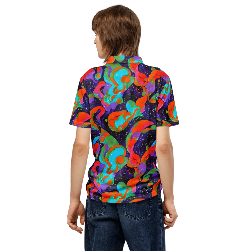 Indigo Citrus Riot on Men's Slim Fit Polo Shirt — Back