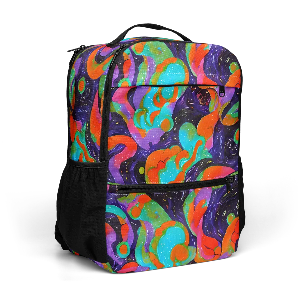 Indigo Citrus Riot on Utility Backpack — Right Front