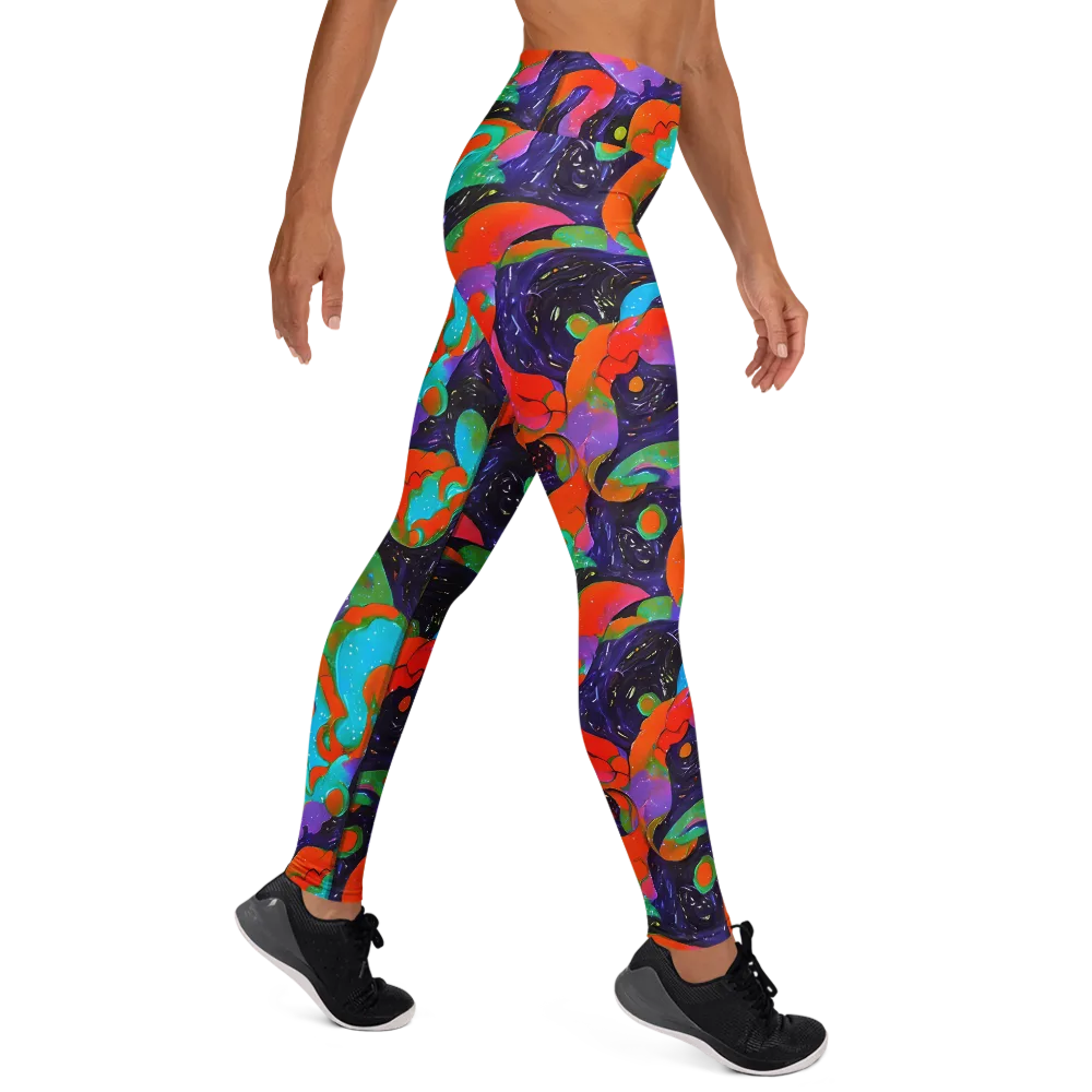 Indigo Citrus Riot on Yoga Leggings — Right