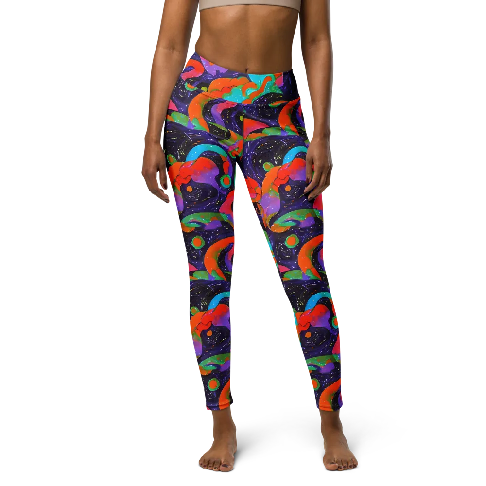 Indigo Citrus Riot on Yoga Leggings — Front