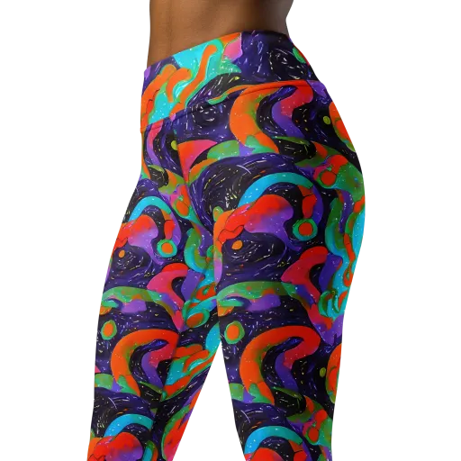Indigo Citrus Riot on a Yoga Leggings