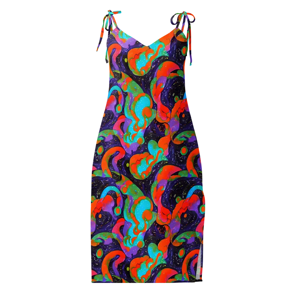 Indigo Citrus Riot on Slip Dress — Front
