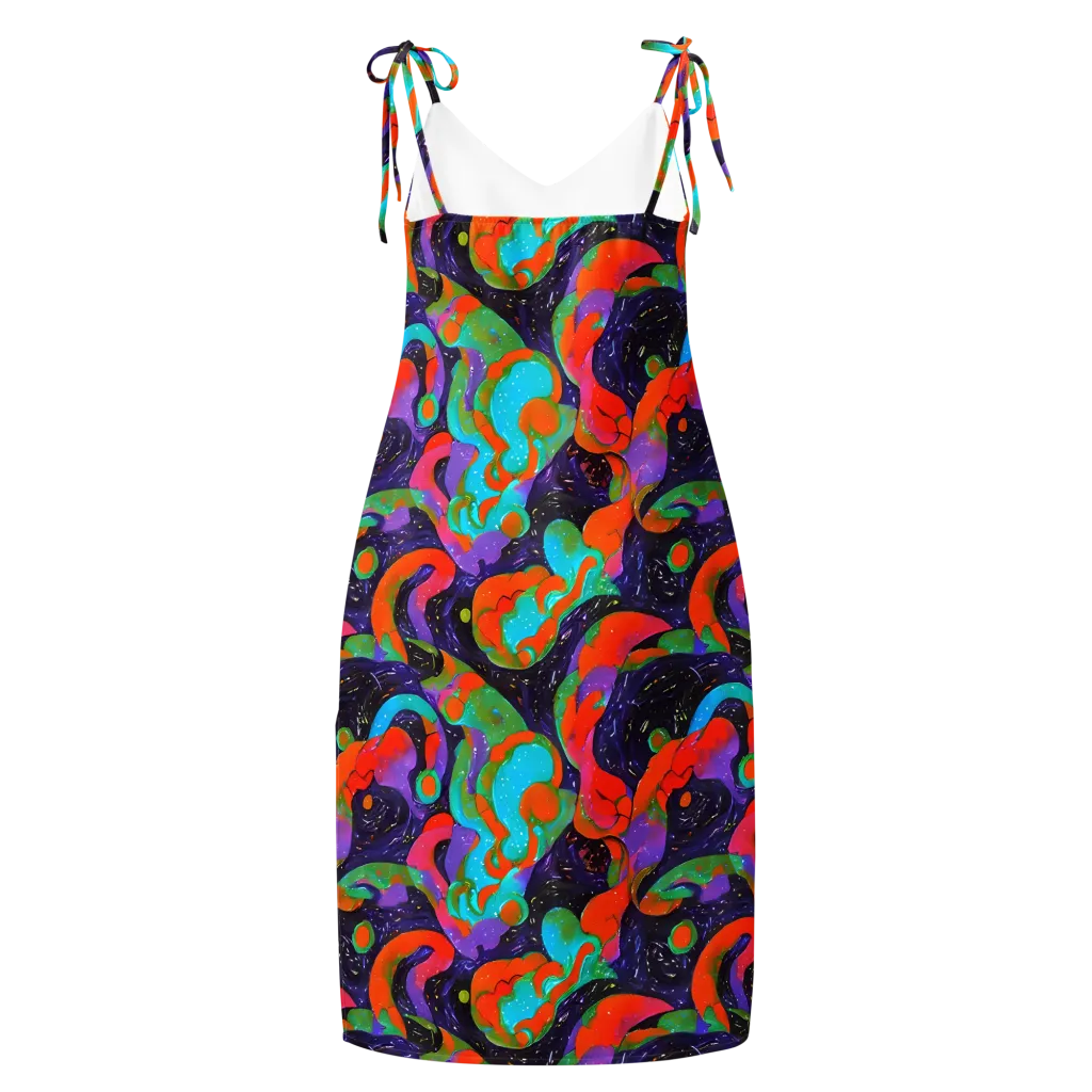 Indigo Citrus Riot on Slip Dress — Back
