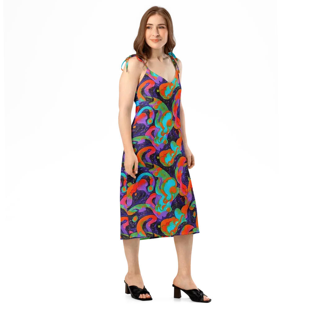 Indigo Citrus Riot on Slip Dress — Right Front