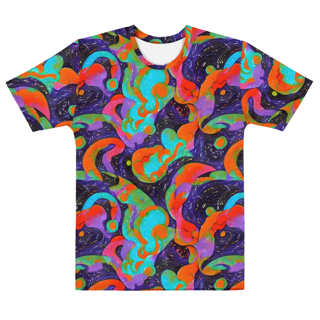 Indigo Citrus Riot on Men's Cotton Crew Neck T-Shirt — Front