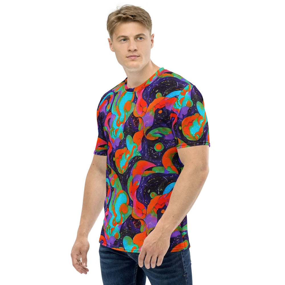 Indigo Citrus Riot on Men's Crew Neck T-Shirt — Left