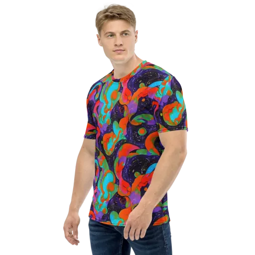 Indigo Citrus Riot on a Men's Crew Neck T-Shirt