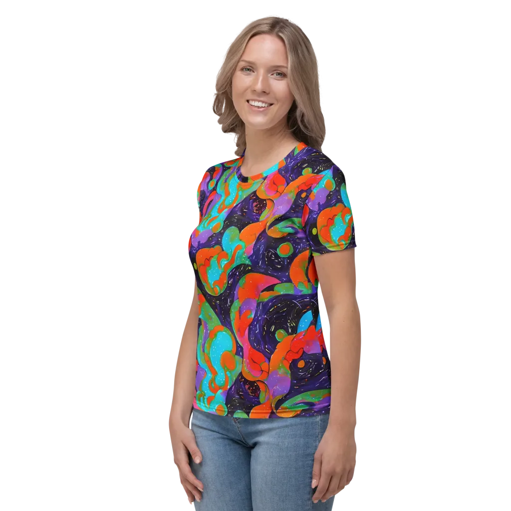 Indigo Citrus Riot on Women's Crew Neck T-Shirt — Left
