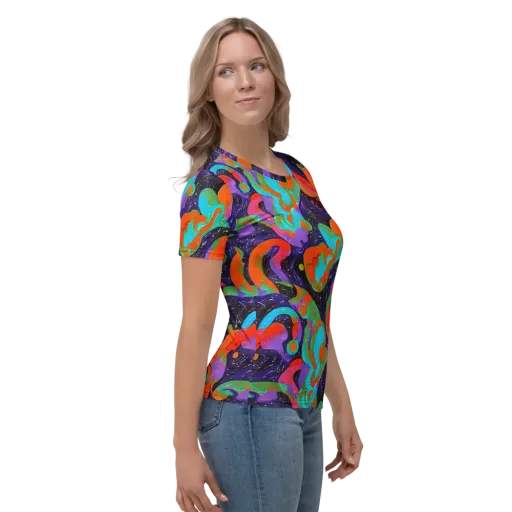 Indigo Citrus Riot on a Women's Crew Neck T-Shirt