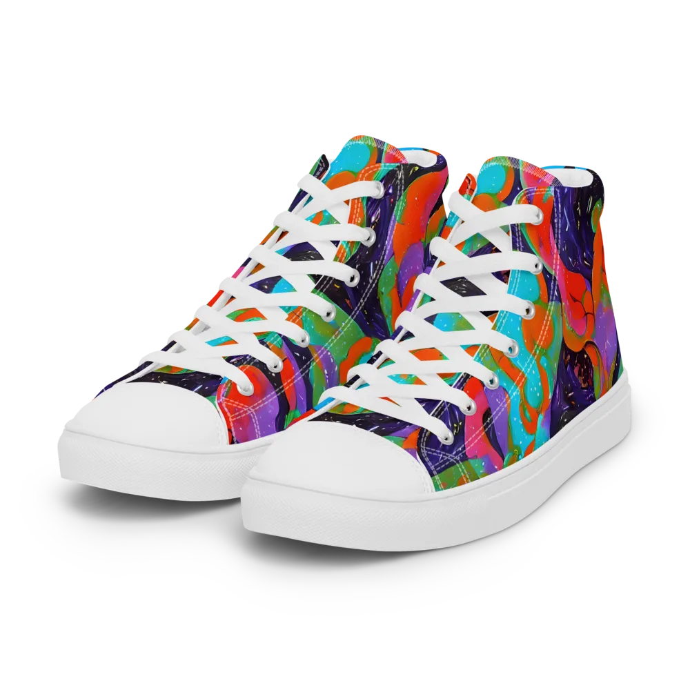 Indigo Citrus Riot on Women's High Top Canvas Shoes — Left Front