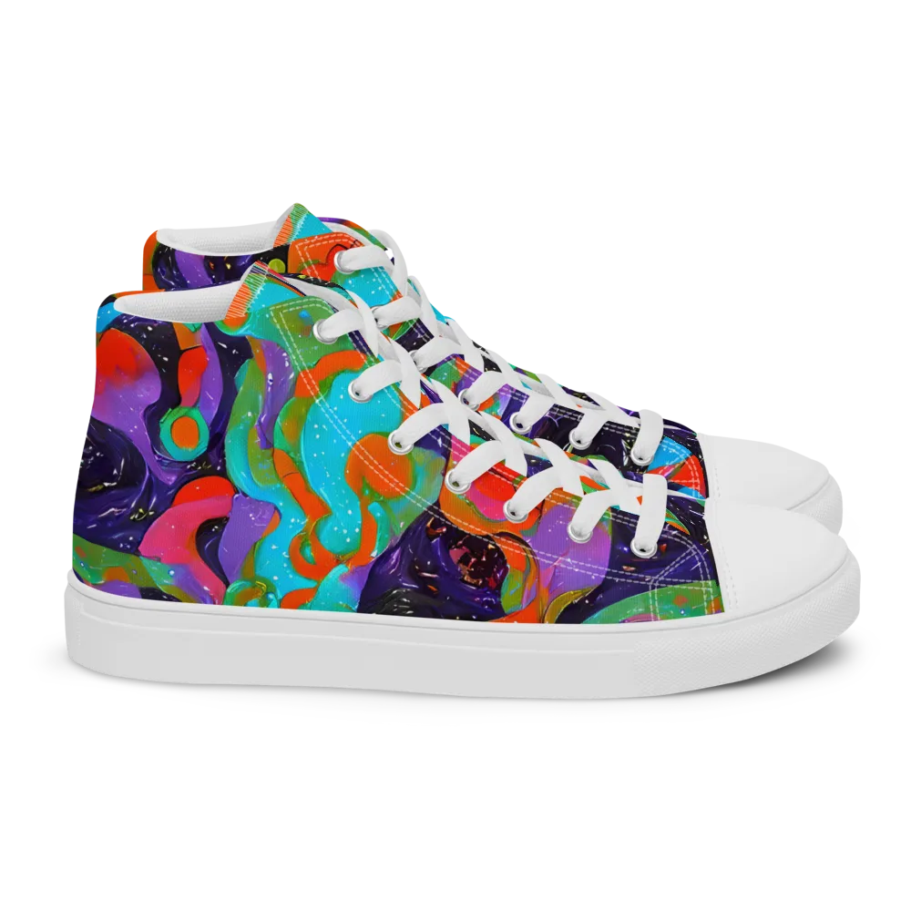 Indigo Citrus Riot on Women's High Top Canvas Shoes — Right