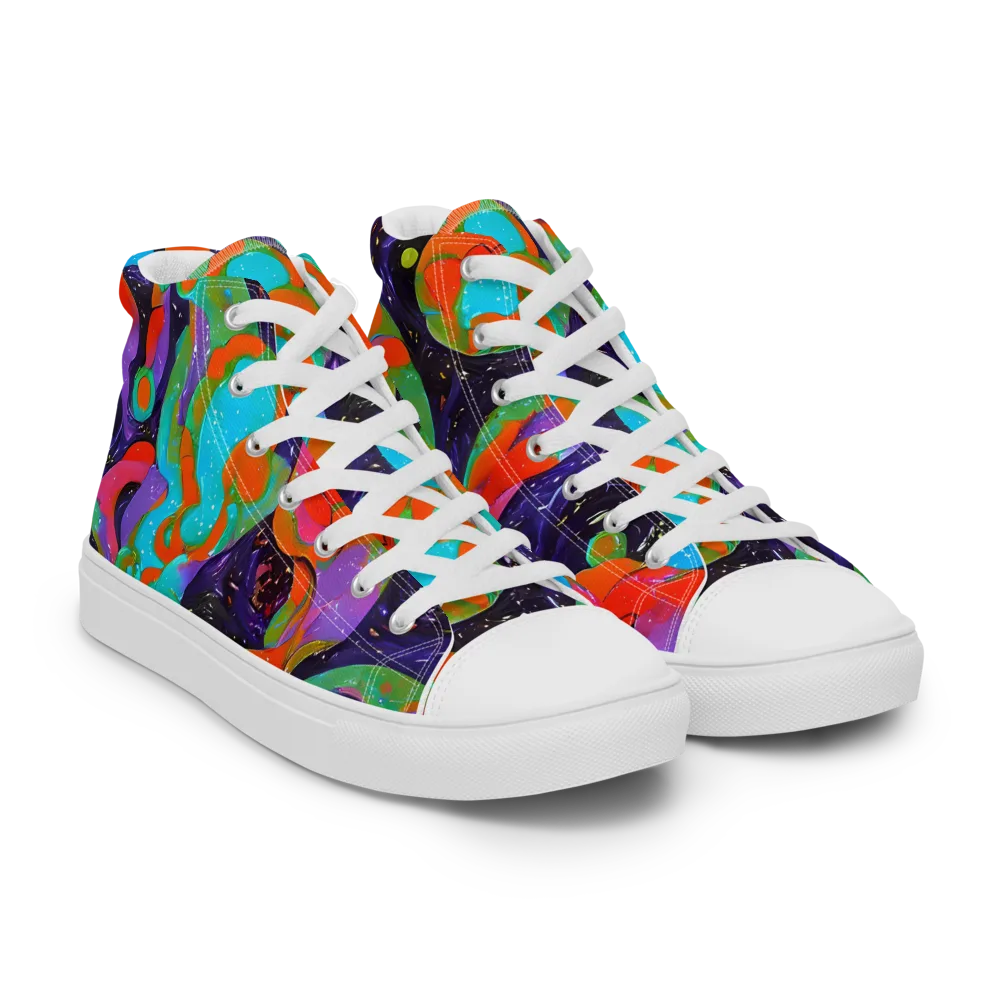 Indigo Citrus Riot on Women's High Top Canvas Shoes — Right Front