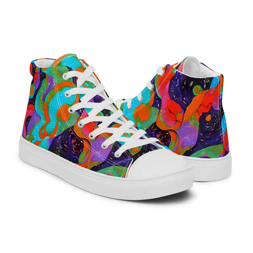 Indigo Citrus Riot on Women's High Top Canvas Shoes — Right
