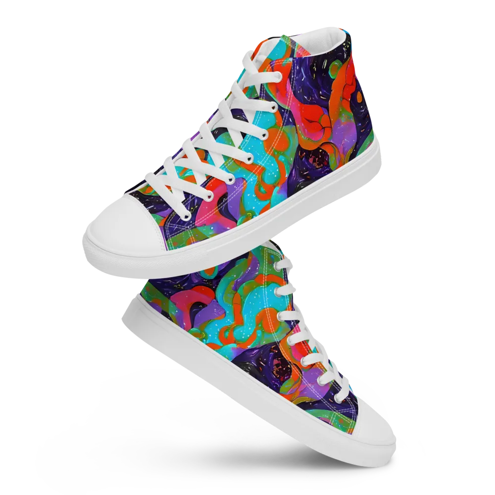 Indigo Citrus Riot on Women's High Top Canvas Shoes — Front