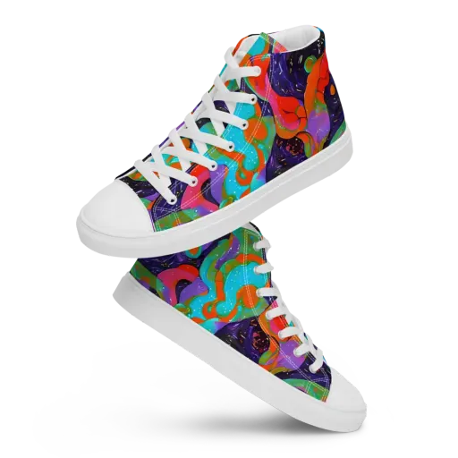 Indigo Citrus Riot on a Women's High Top Canvas Shoes