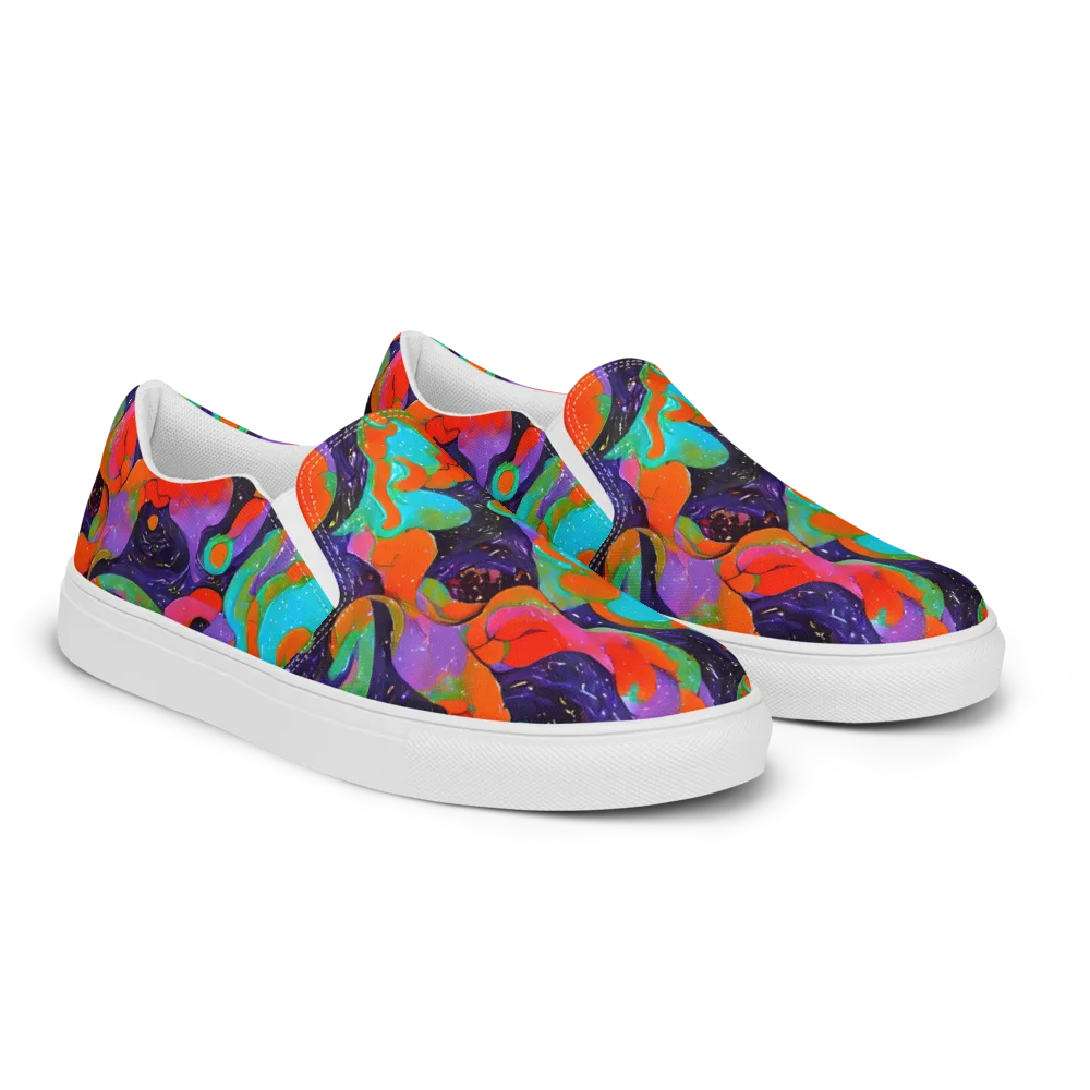 Indigo Citrus Riot on Men's Slip-On Canvas Shoes — Right Front
