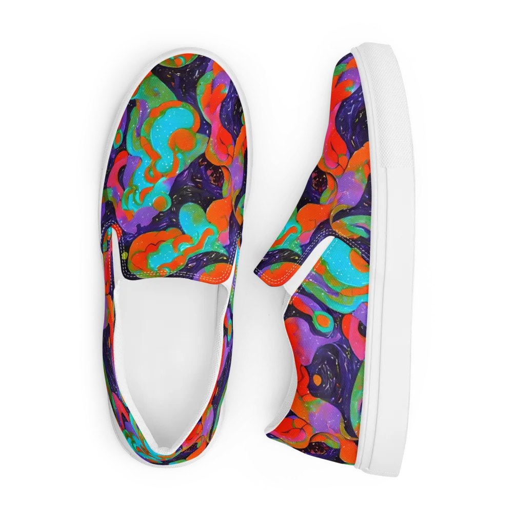 Indigo Citrus Riot on Men's Slip-On Canvas Shoes — Front