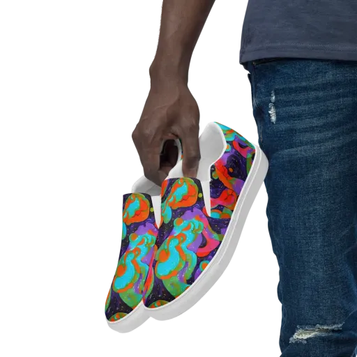 Indigo Citrus Riot on a Men's Slip-On Canvas Shoes
