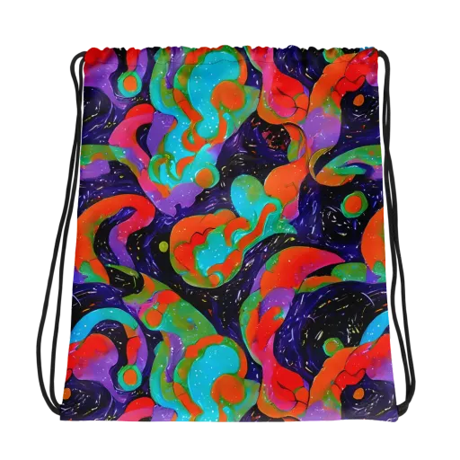Indigo Citrus Riot on a Drawstring Bag
