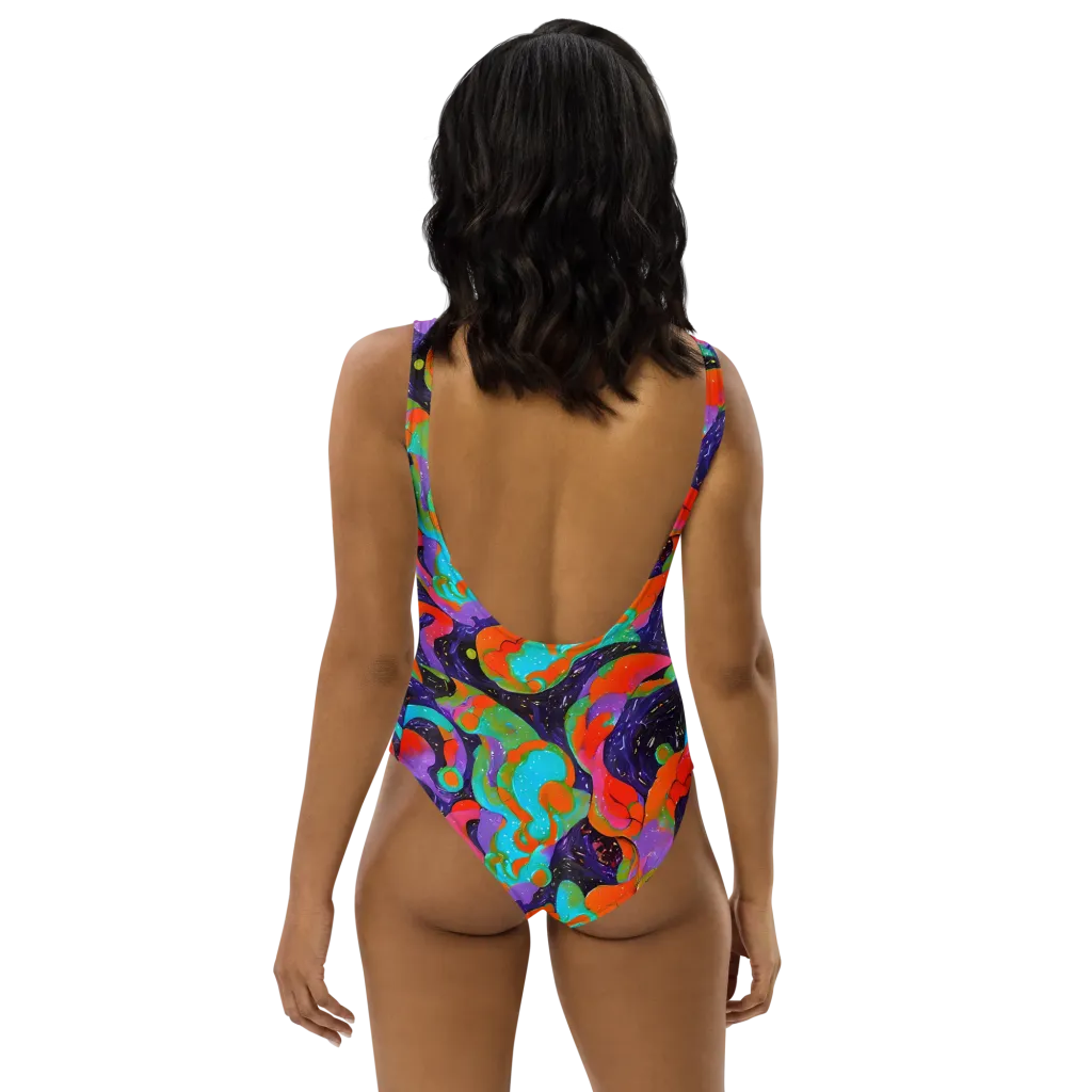 Indigo Citrus Riot on One-Piece Swimsuit — Back