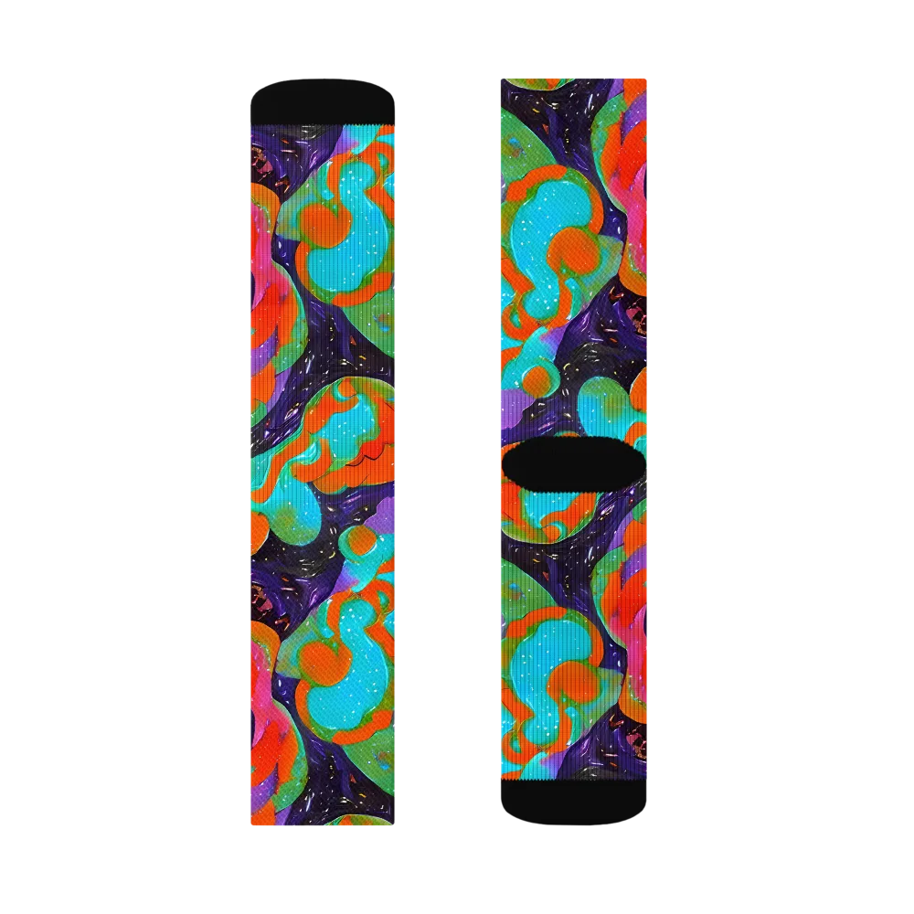 Indigo Citrus Riot on Socks — Left Sock