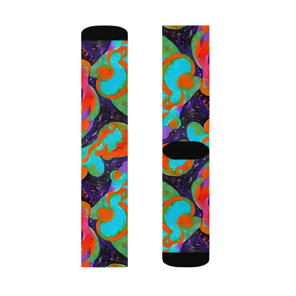 Indigo Citrus Riot on Socks — Right Sock