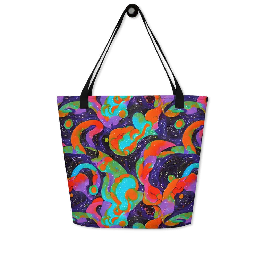 Indigo Citrus Riot on Large Tote Bag W/ Pocket — Front