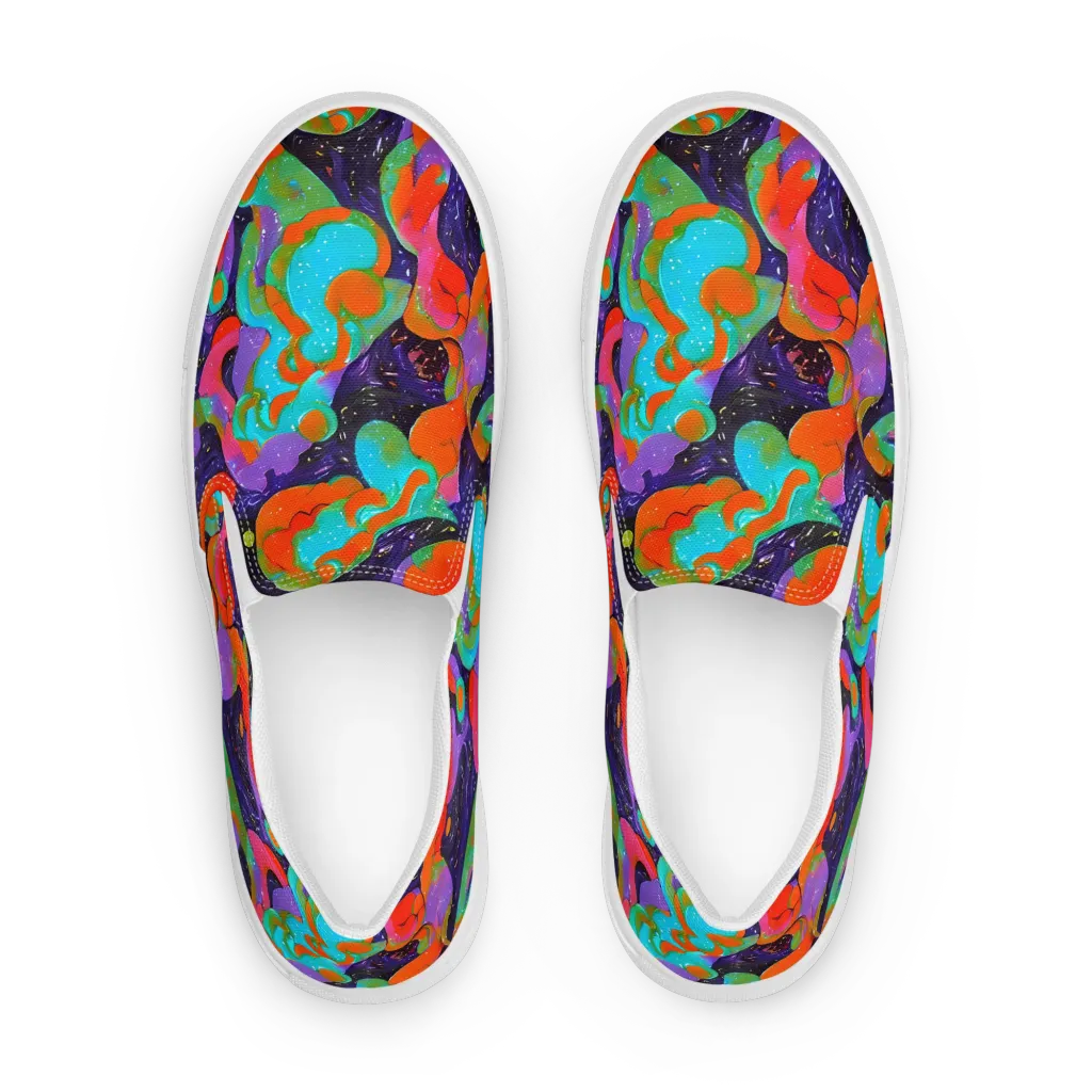 Indigo Citrus Riot on Women's Slip-On Canvas Shoes — Front