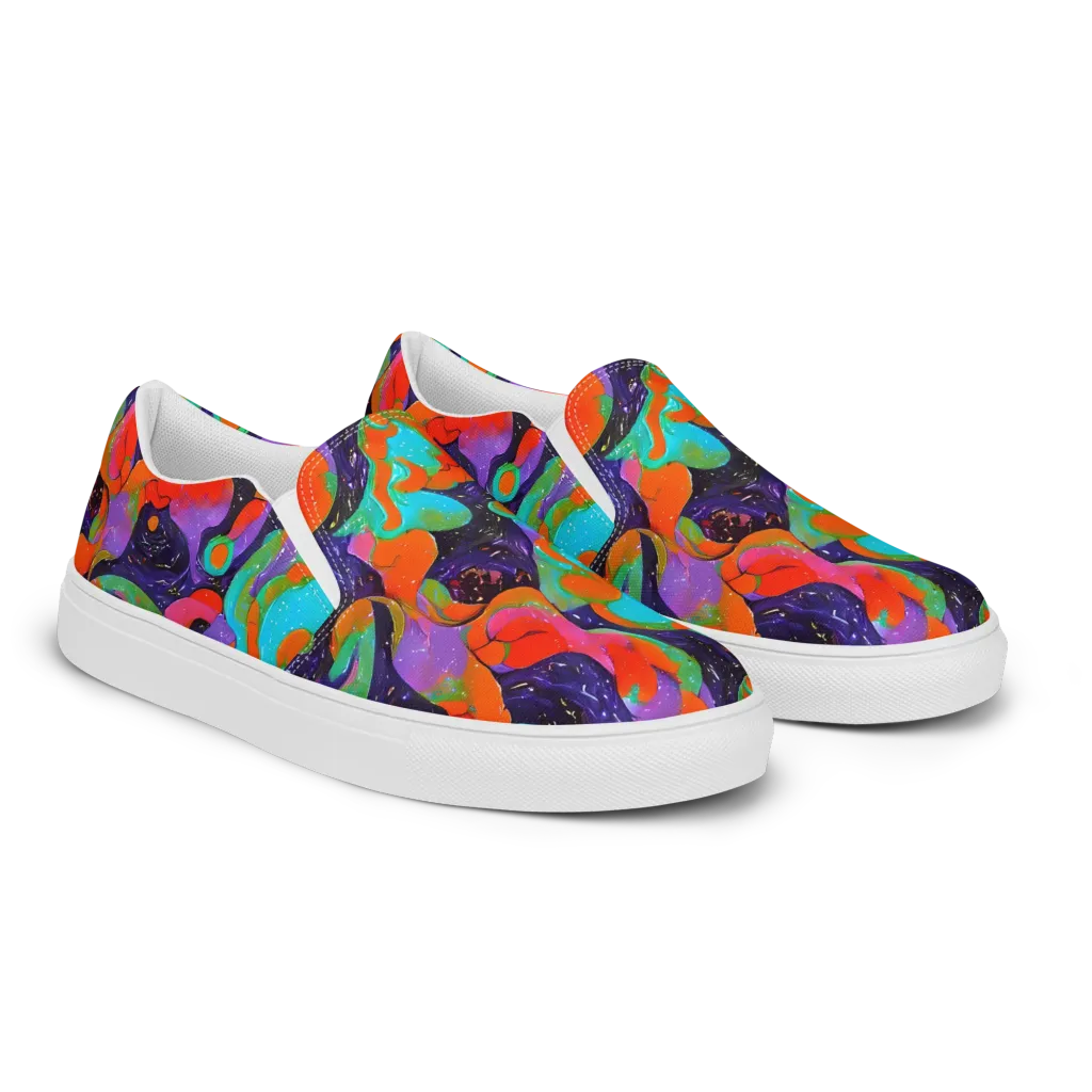 Indigo Citrus Riot on Women's Slip-On Canvas Shoes — Right Front