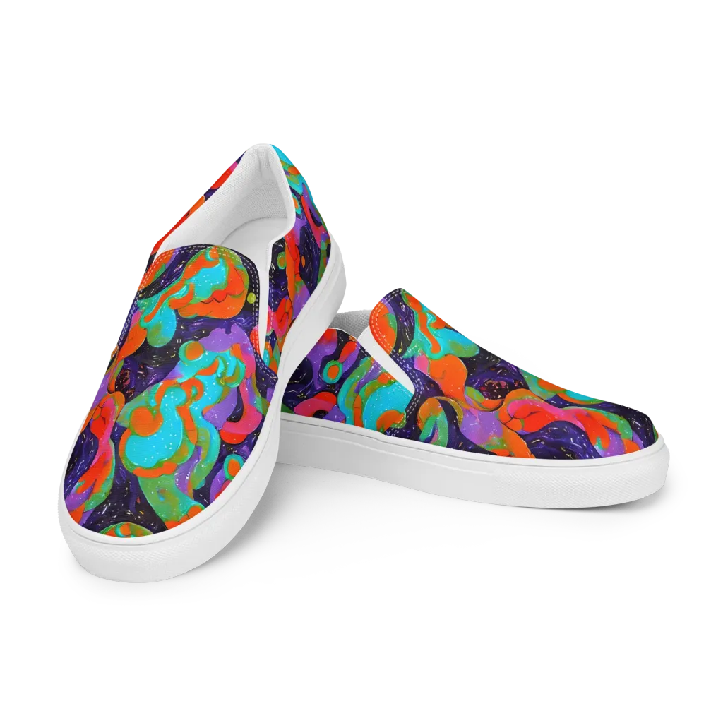 Indigo Citrus Riot on Women's Slip-On Canvas Shoes — Left Front