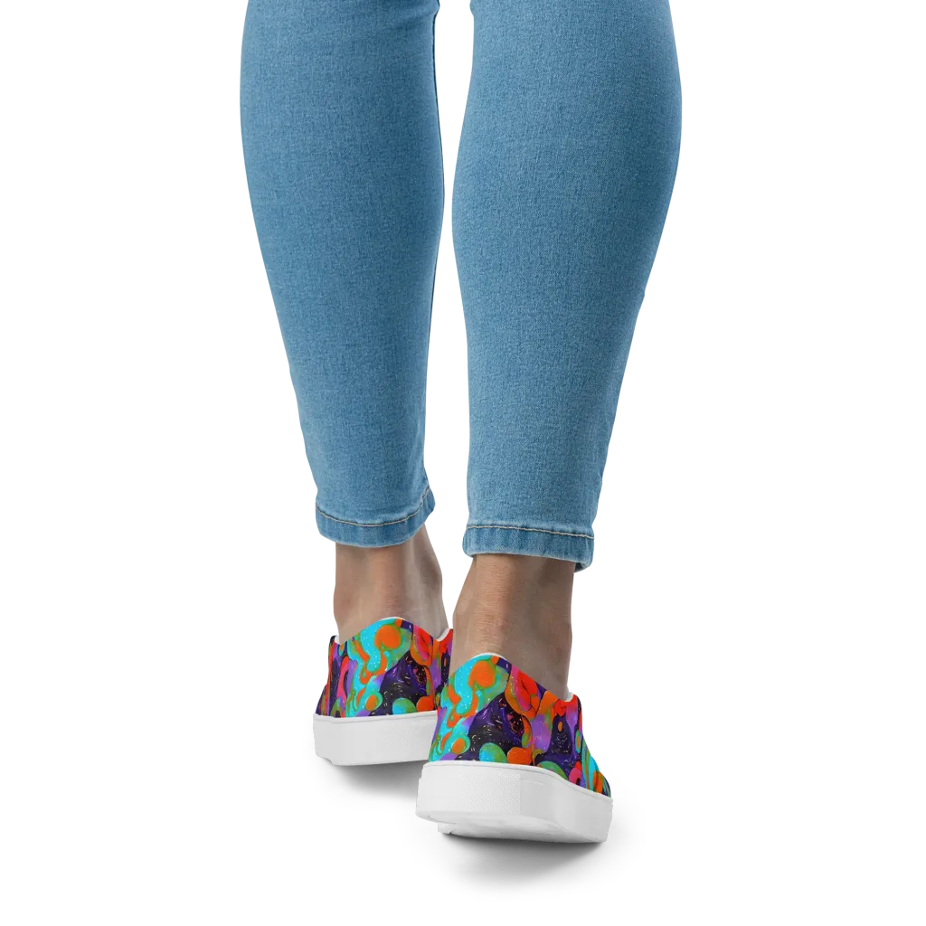 Indigo Citrus Riot on Women's Slip-On Canvas Shoes — Back