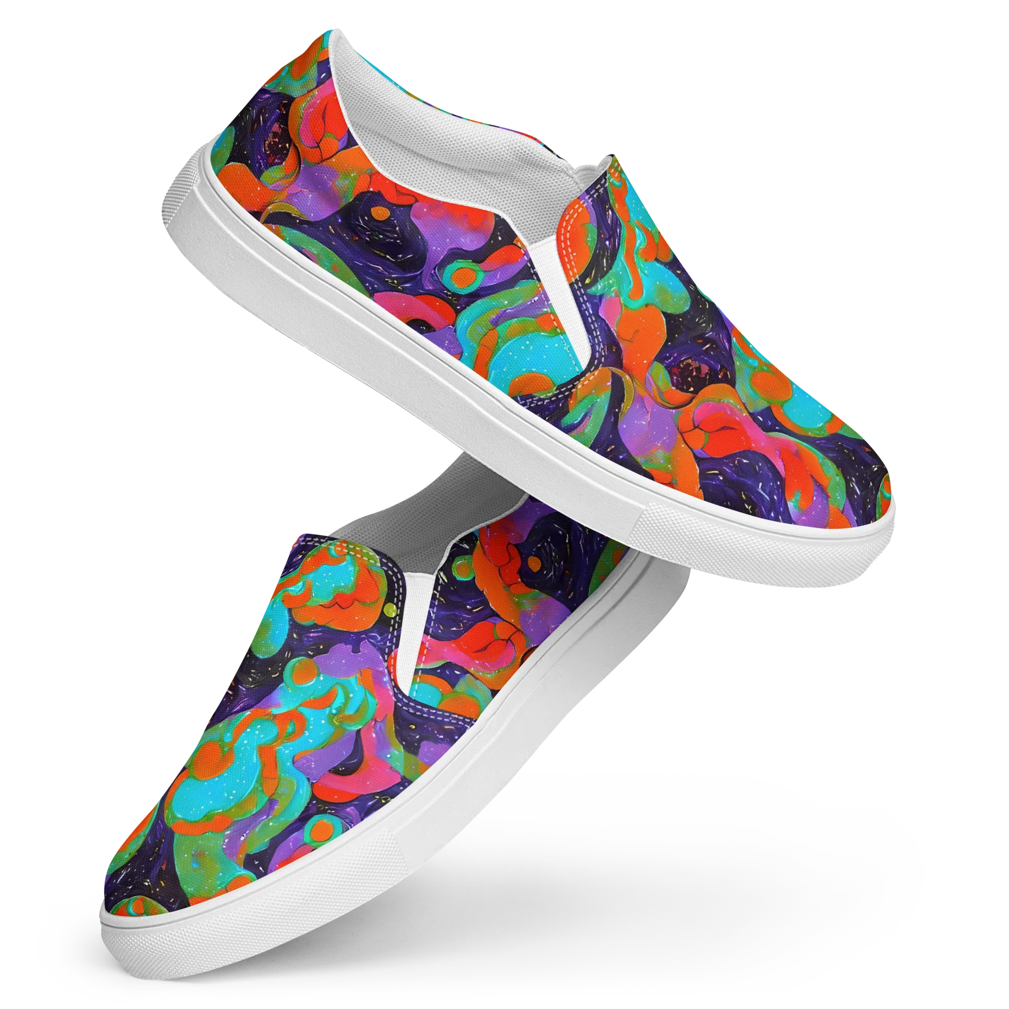 Indigo Citrus Riot on Women's Slip-On Canvas Shoes — Front