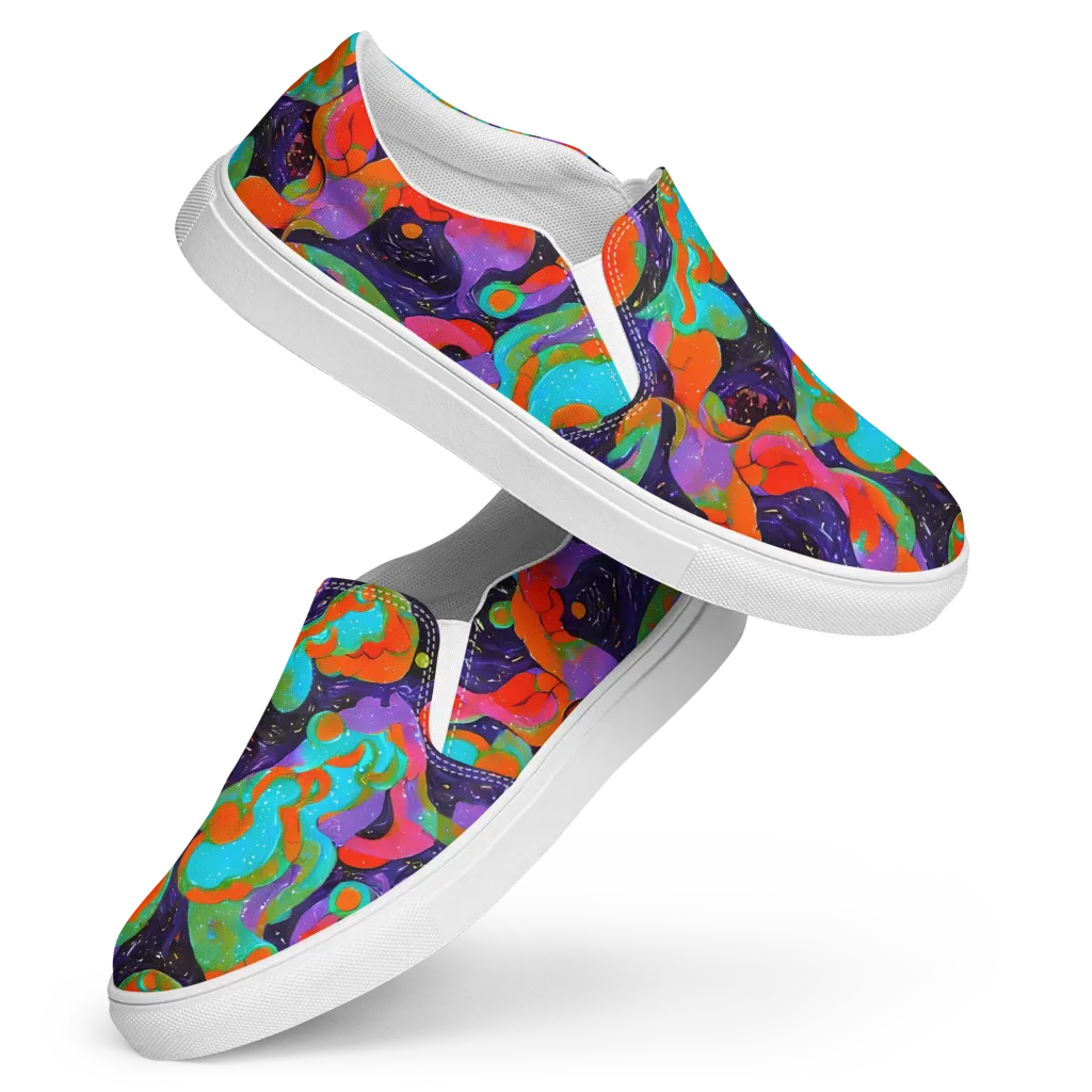 Indigo Citrus Riot on Women's Slip-On Canvas Shoes — Front