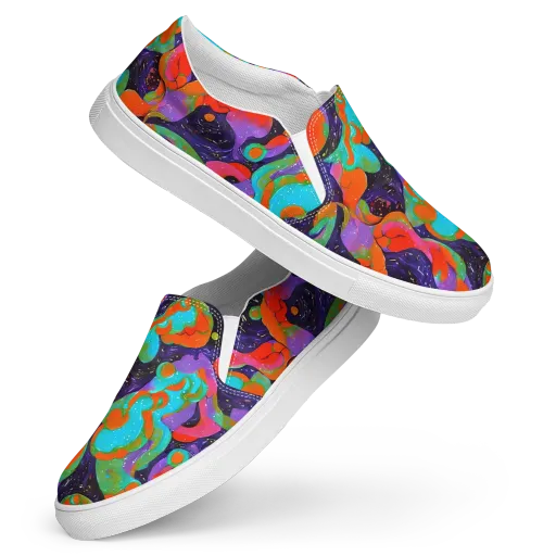Indigo Citrus Riot on a Women's Slip-On Canvas Shoes