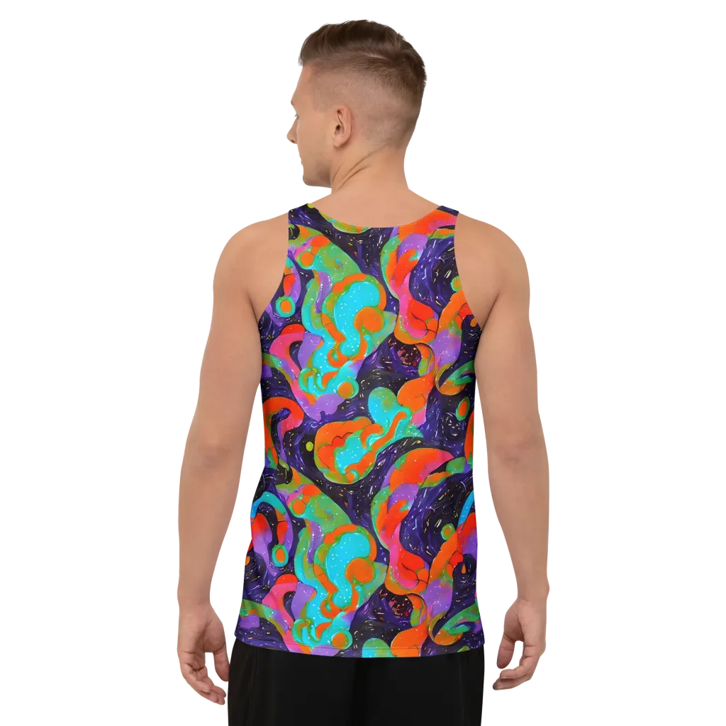 Indigo Citrus Riot on Men's Tank Top — Back