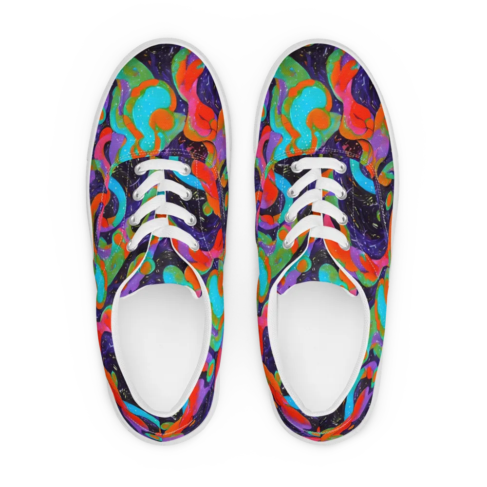 Indigo Citrus Riot on Men's Lace-Up Canvas Shoes — Front