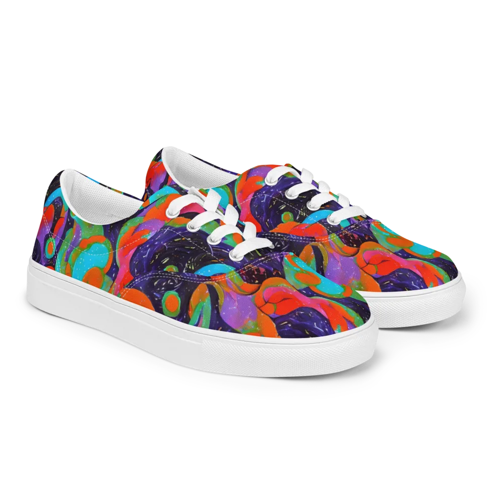 Indigo Citrus Riot on Men's Lace-Up Canvas Shoes — Right Front