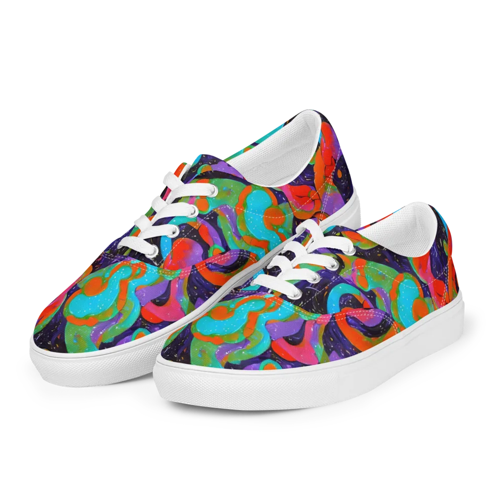 Indigo Citrus Riot on Men's Lace-Up Canvas Shoes — Left Front