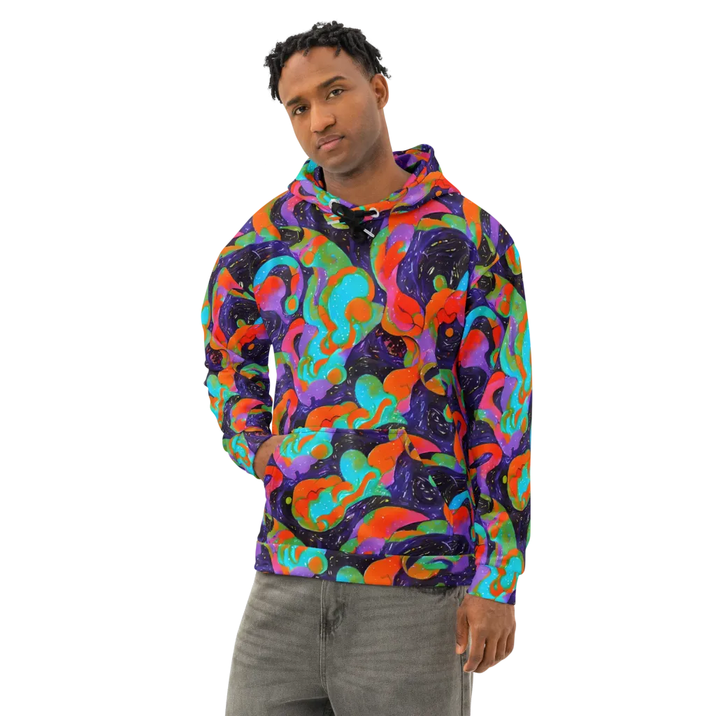 Indigo Citrus Riot on Cotton Hoodie — Left Front