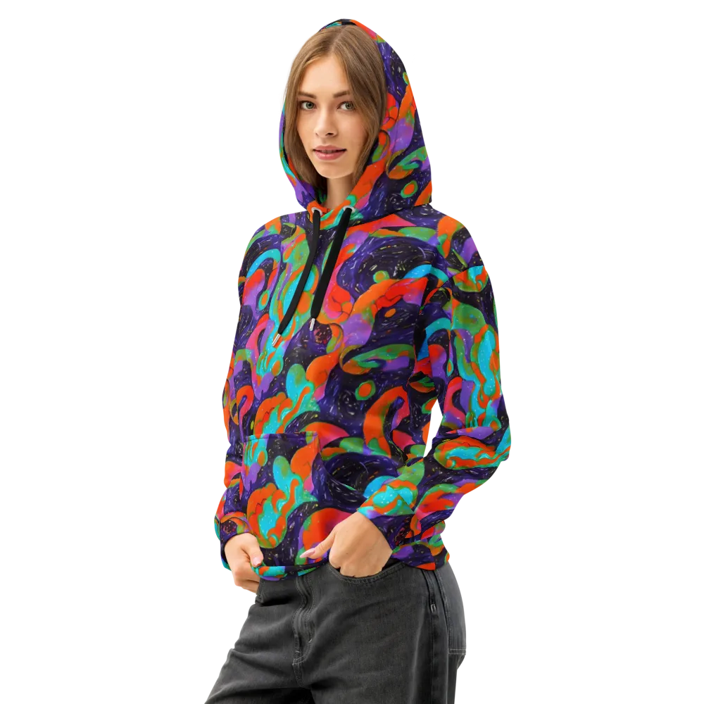 Indigo Citrus Riot on Cotton Hoodie — Left Front