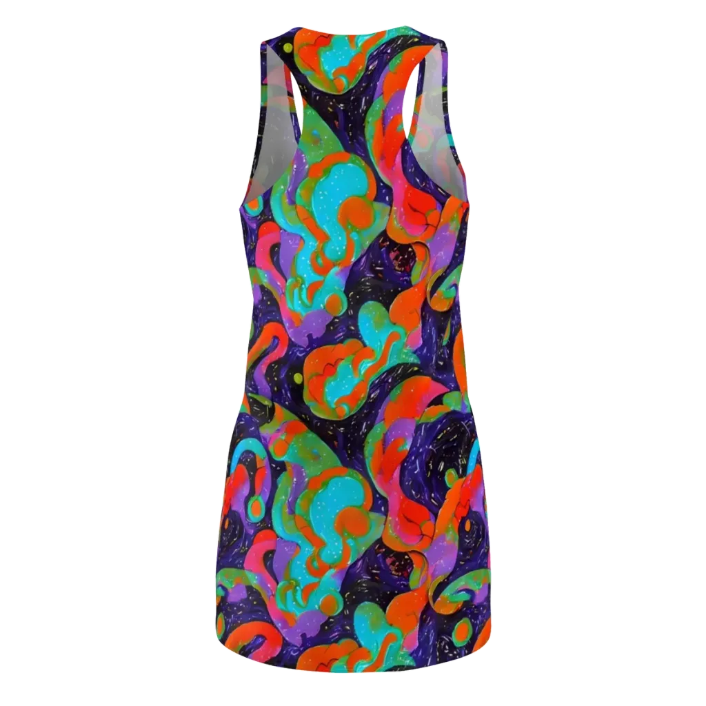 Indigo Citrus Riot on Racerback Dress — Back