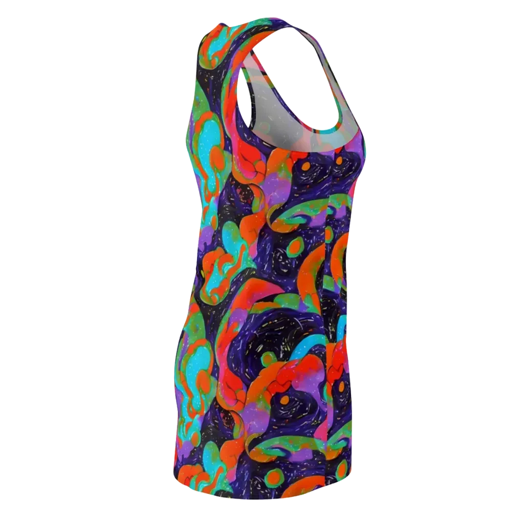 Indigo Citrus Riot on Racerback Dress — Back Side